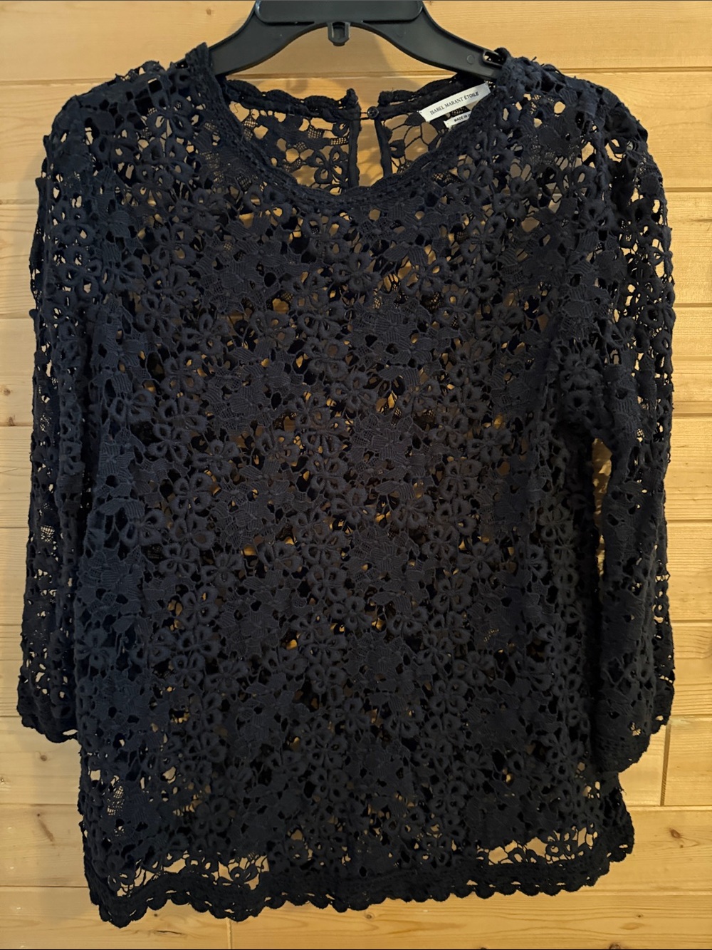 ISABEL MARANT ETOILE Black Crochet Floral Lace Top SZ 42 US 10